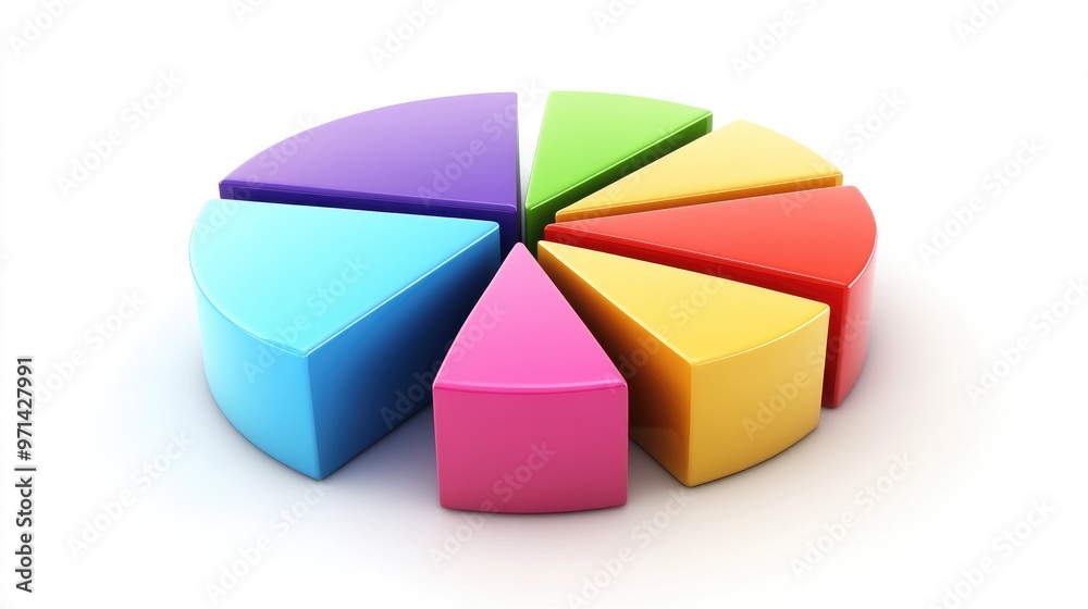 A colorful 3D pie chart with multiple segments, each section raised slightly to emphasize data distribution, set against a clean white background. A colorful 3D pie chart with multiple segments, each section raised slightly to emphasize data distribution, set against a clean white background.