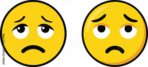 Disappointed But Relieved Face Emoji Vector Icon Illustration on white Background.