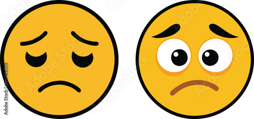 Disappointed But Relieved Face Emoji Vector Icon Illustration on white Background.