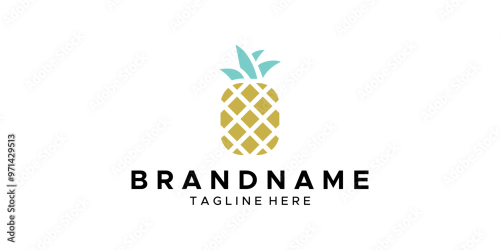 Fototapeta premium a graphic image with a pineapple theme, on a white background. vector graphic base.