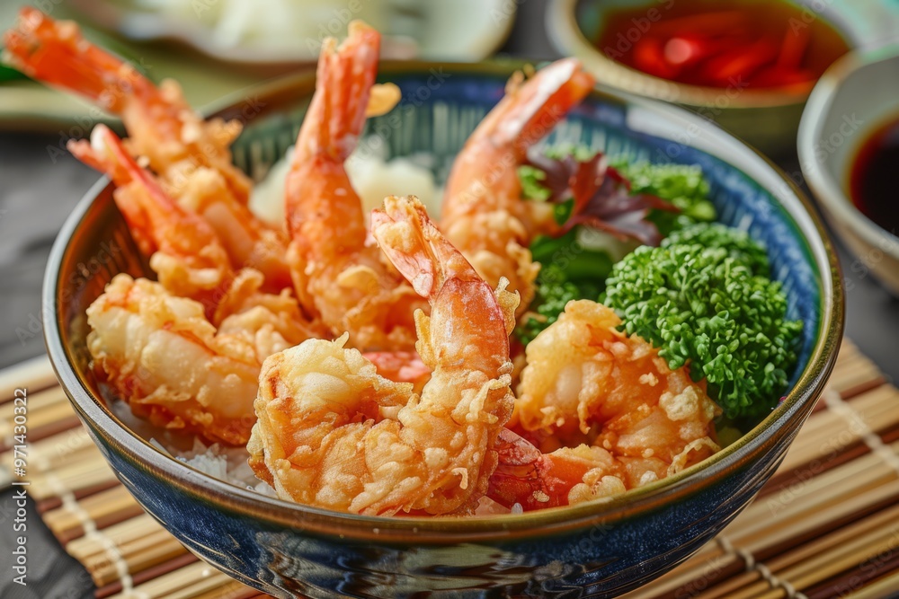 Tempura Shrimp Bowl with Rice and Broccoli Tempura Shrimp Bowl with Rice and Broccoli