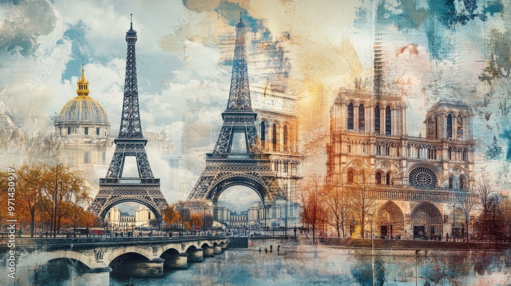 Obraz premium Artistic Paris Landmarks