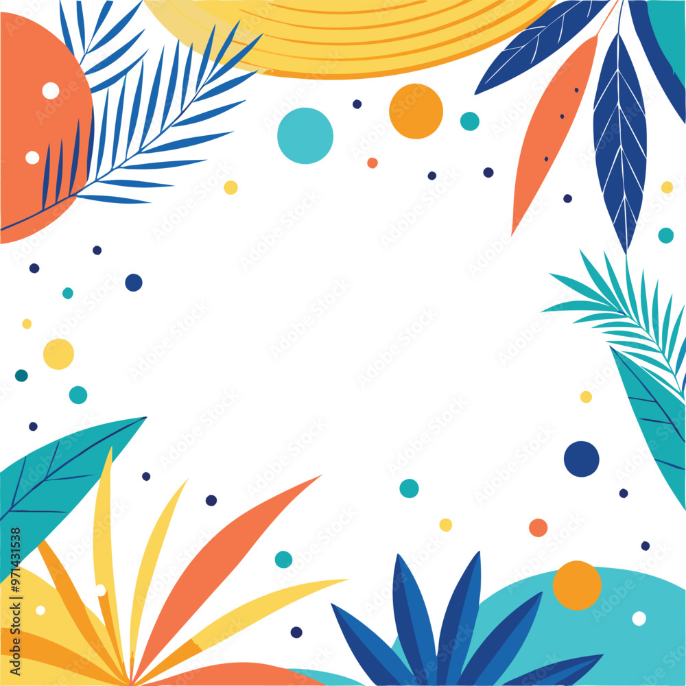 Naklejka premium Tropical leaves background with empty copy space for text Sale banner