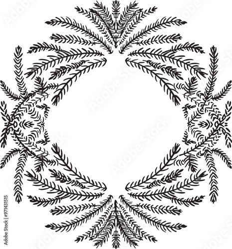 Adobe Illustrator Artwork, spruce wreath drawing.