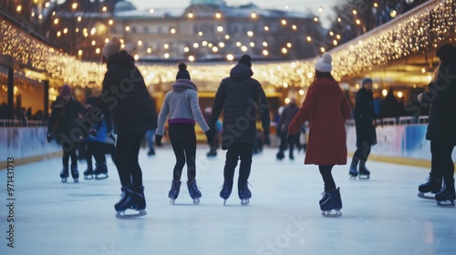 Joyful Ice Skating Experience at Night