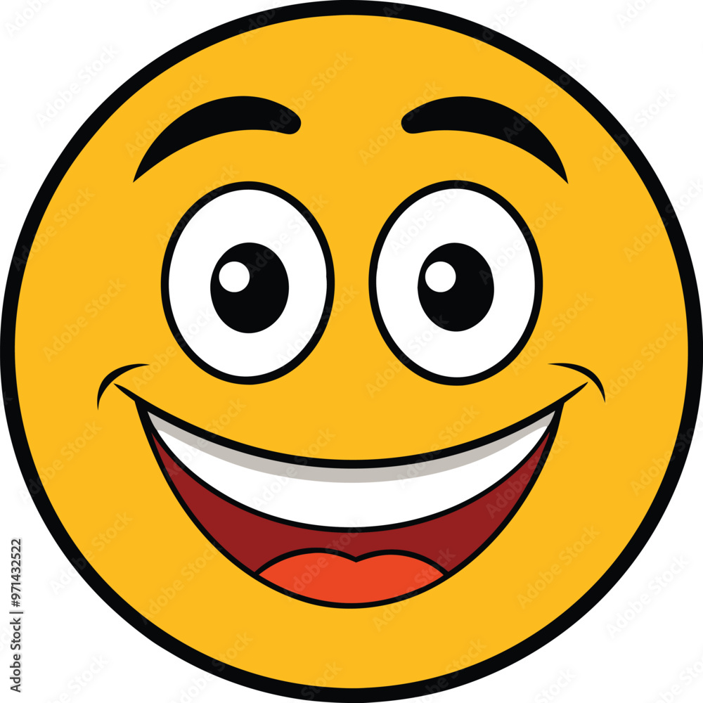 Fototapeta premium Smile Face Emoji Vector Icon Illustration on white Background.