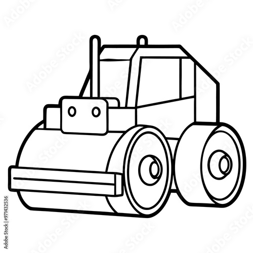 soil compactor machine outline coloring book page line art drawing