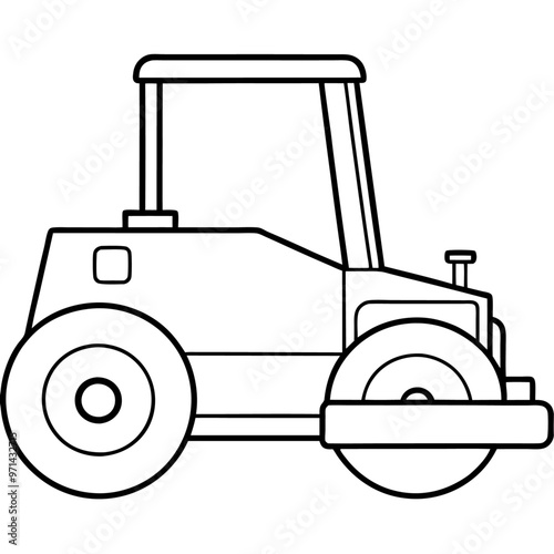 soil compactor machine outline coloring book page line art drawing