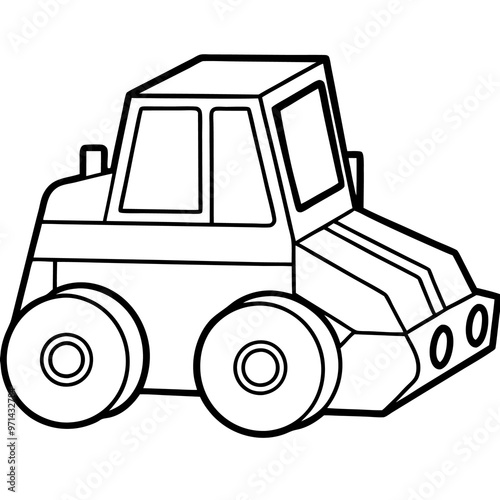 soil compactor machine outline coloring book page line art drawing