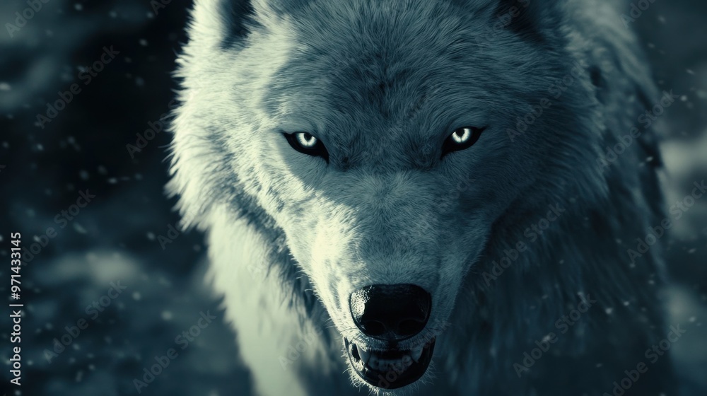 Obraz premium Fierce Wolf in Moonlight