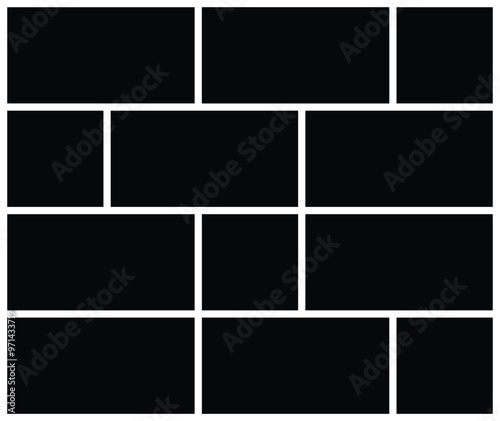 Empty collage grid rectangle photo frame template vector background illustration 