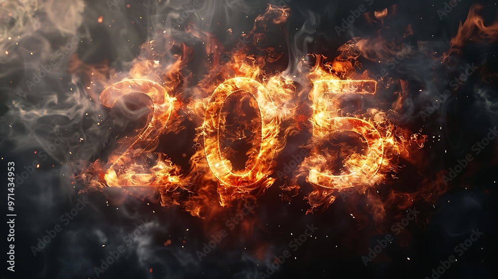 205 number text with flame effect. 205 number text with flame effect.