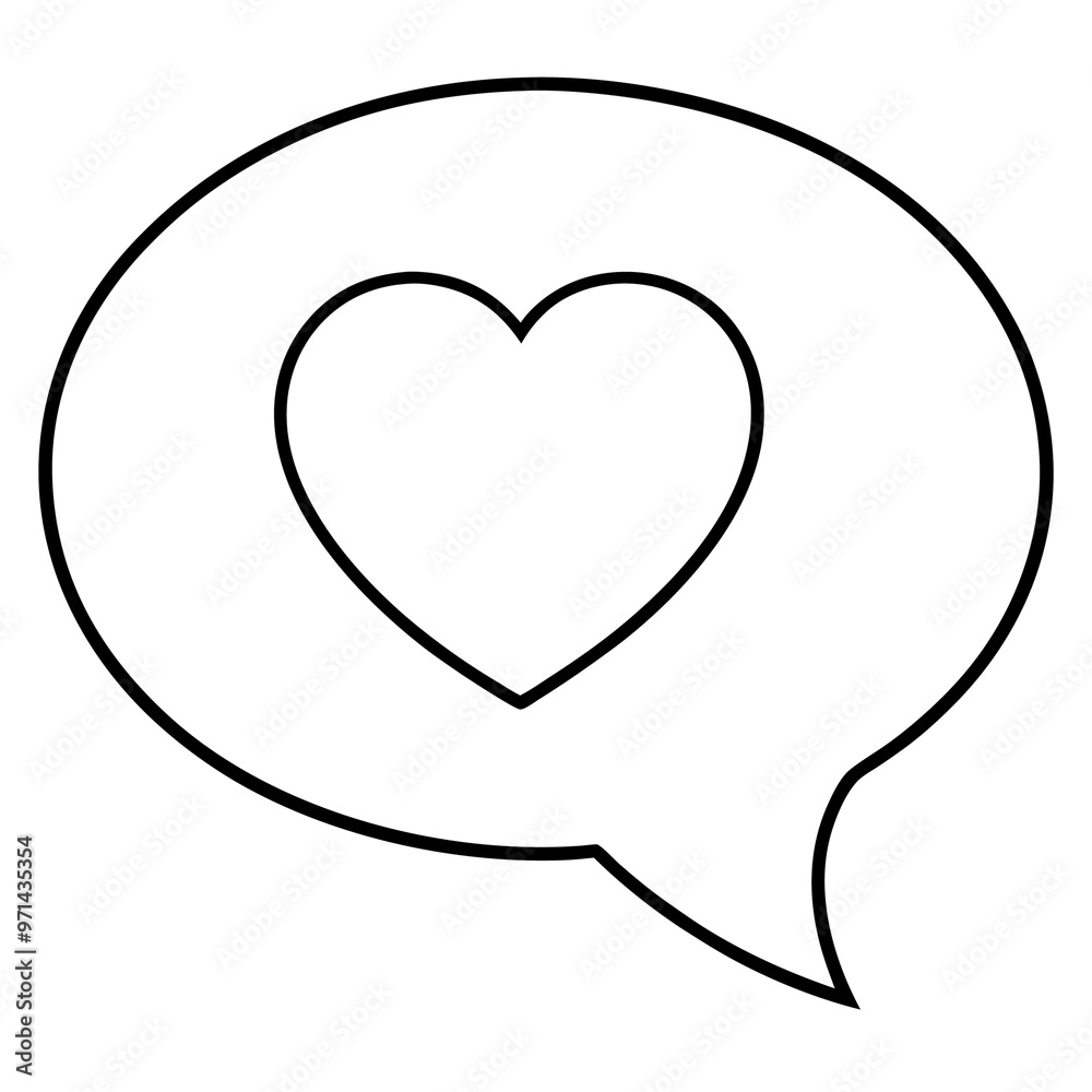 speech bubble with a heart outline coloring book page line art drawing speech bubble with a heart outline coloring book page line art drawing