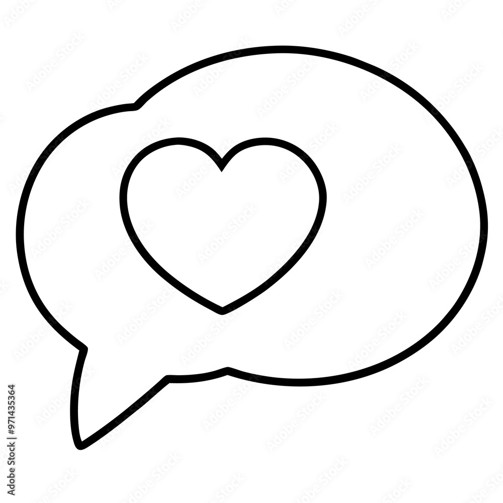 speech bubble with a heart outline coloring book page line art drawing speech bubble with a heart outline coloring book page line art drawing