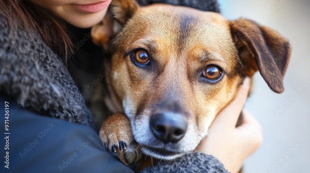 Loving Embrace: Dog and Owner Loving Embrace: Dog and Owner
