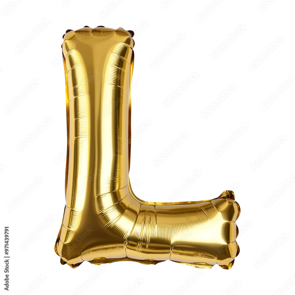 Fototapeta premium golden balloon shape for alphabet L on white background for birthdays, parties and celebrations