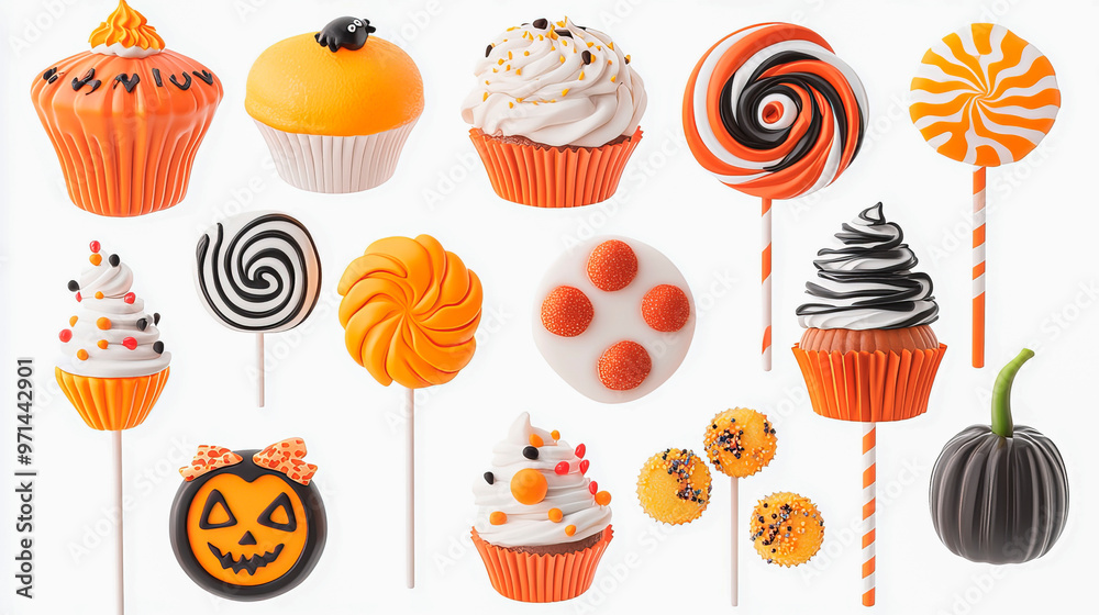 Collection of Halloween sweet candy and cupcake Collection of Halloween sweet candy and cupcake