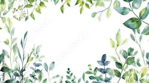 Detailed watercolor artworks of foliage plants with elegant thin frames, perfect for versatile design applications against a bright white backdrop