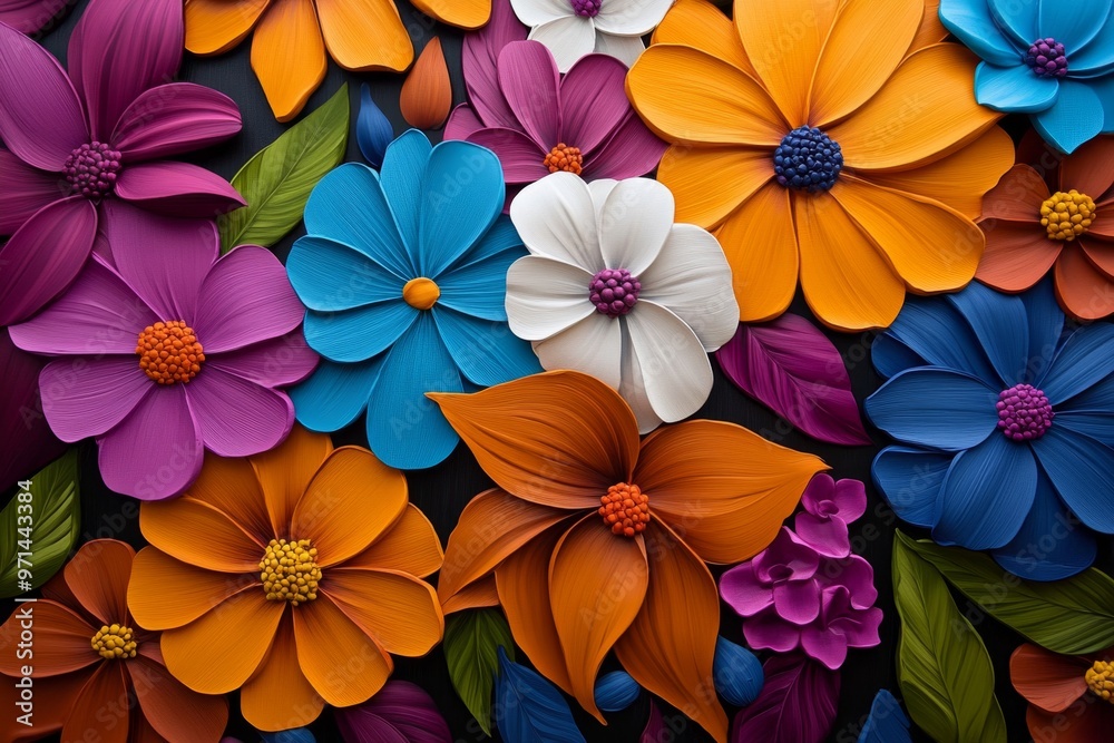 A garden of flowers painted in vibrant, bold strokes, as if the colors are blooming right off the canvas