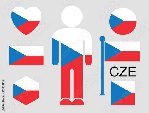 Czech flag. Isolated Czech flag on white background