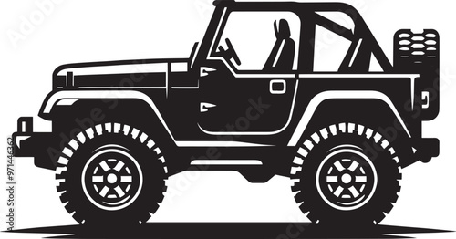 Off-road Jeep Adventure Car silhouette vector illustration isolated on a white background
