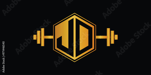 Gym and Fitness, Initial Alphabet letter J and D Logo Template	