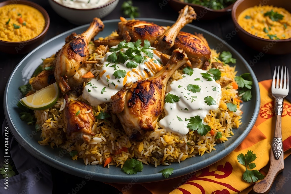Chicken Thigh and Rice Biryani with Green Peas Chicken Thigh and Rice Biryani with Green Peas