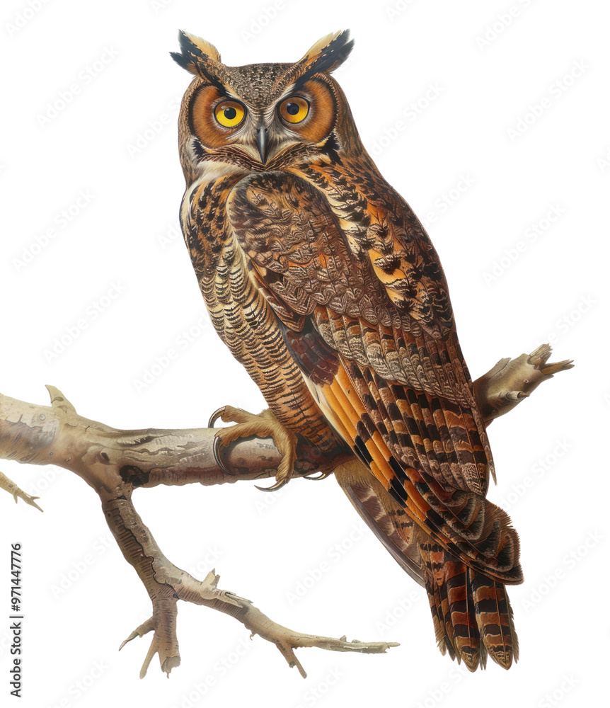 Obraz premium PNG Detailed owl on branch
