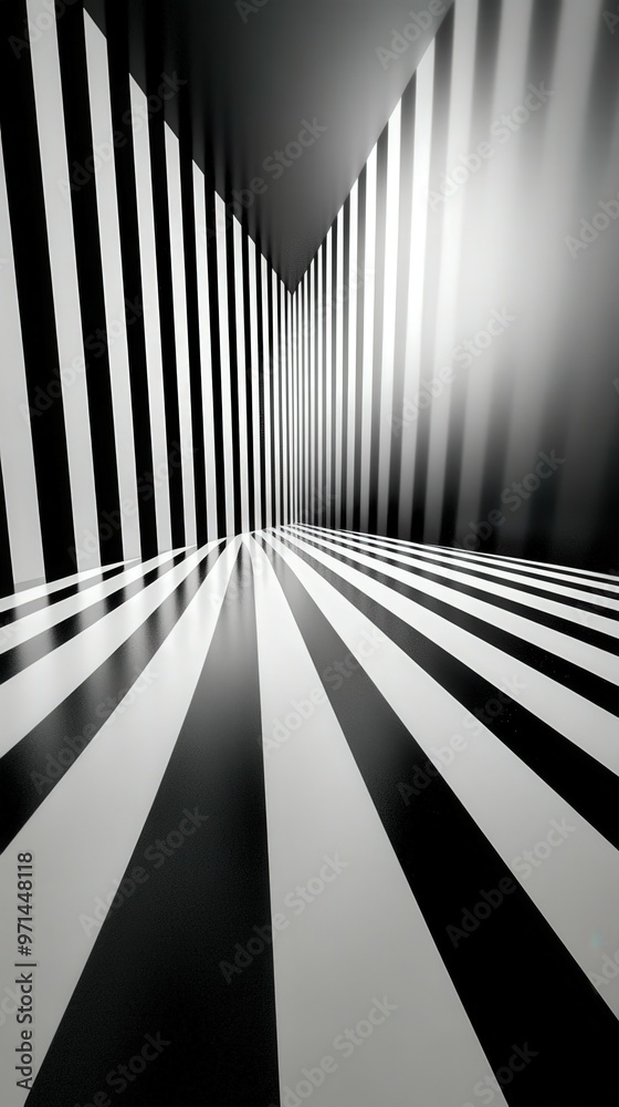 Abstract black and white striped pattern in a modern creative space Abstract black and white striped pattern in a modern creative space