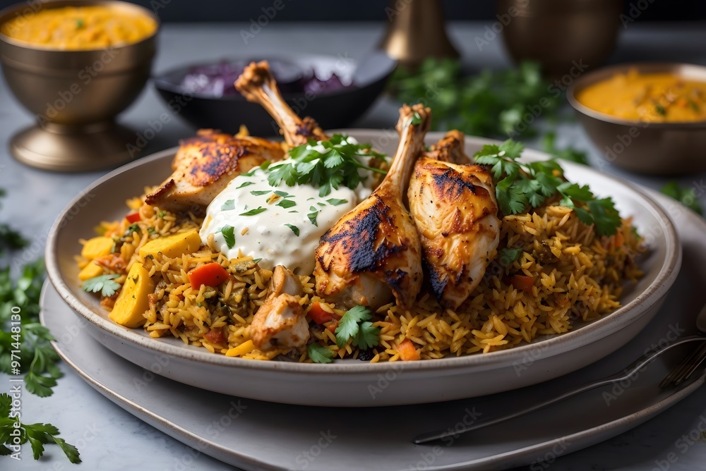Chicken Thigh and Rice Biryani with Green Peas Chicken Thigh and Rice Biryani with Green Peas