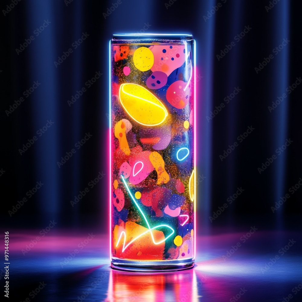 Obraz premium Abstract Neon Glass with Colorful Shapes