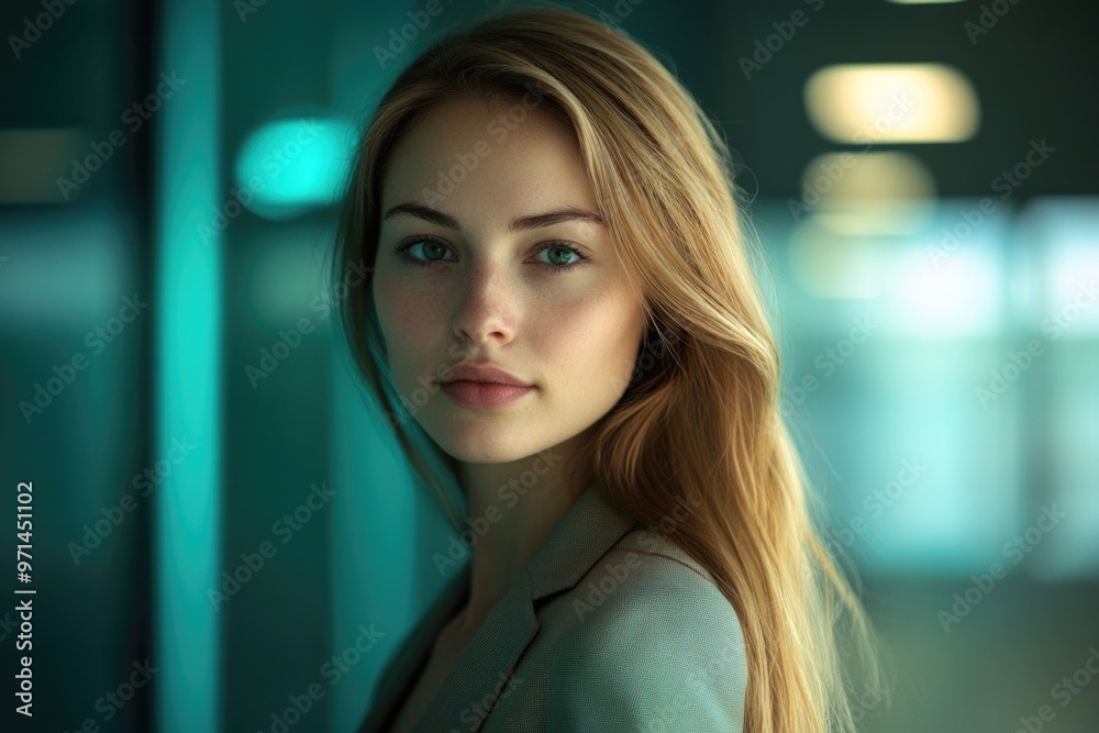 Woman Standing in Front of Glass Wall Woman Standing in Front of Glass Wall