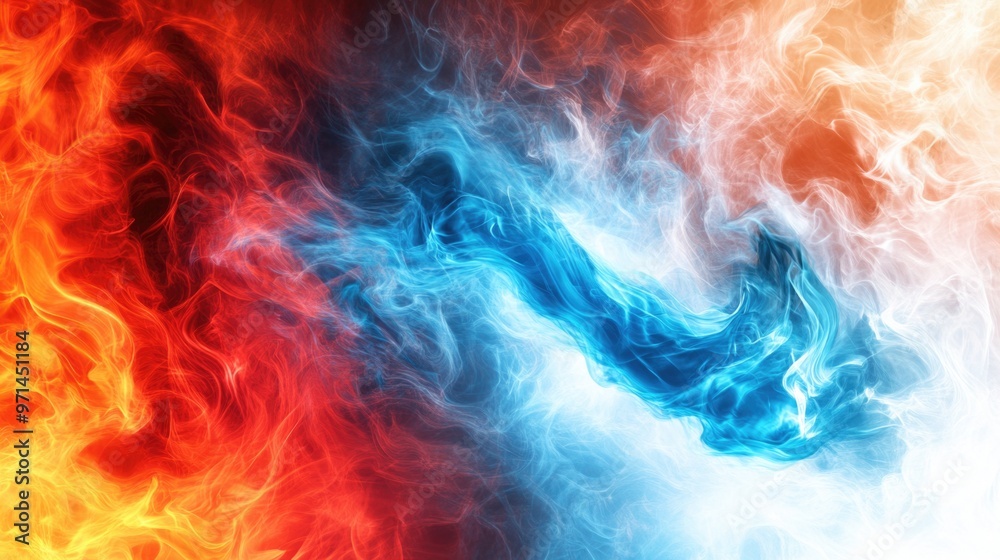 Close-up of red and blue flames
