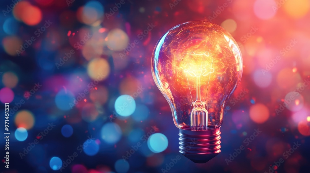 Abstract lightbulb design with bright, vivid colors and a large area for text Abstract lightbulb design with bright, vivid colors and a large area for text
