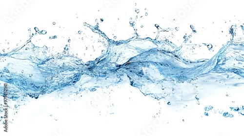 blue water swirl splash with little bubbles isolated on clear png background liquid flowing in form of wave with generative ai