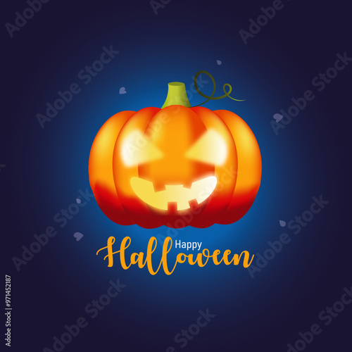 vector illustration happy halloween pumpkin on a dark blue background