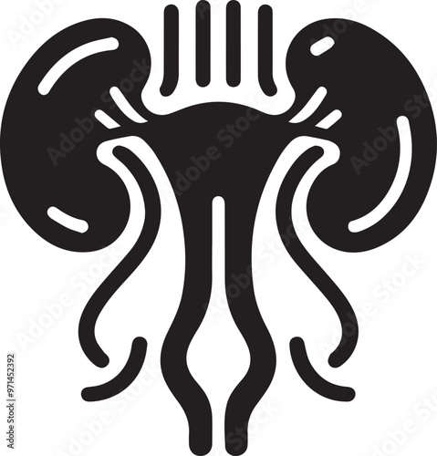 Urinary bladder icon black and white flat vector 