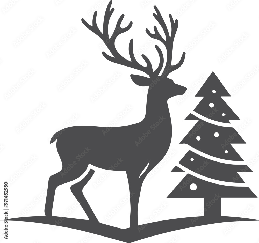 Deer silhouette vector set, Collection of reindeer silhouette isolated on white background. vector illustration