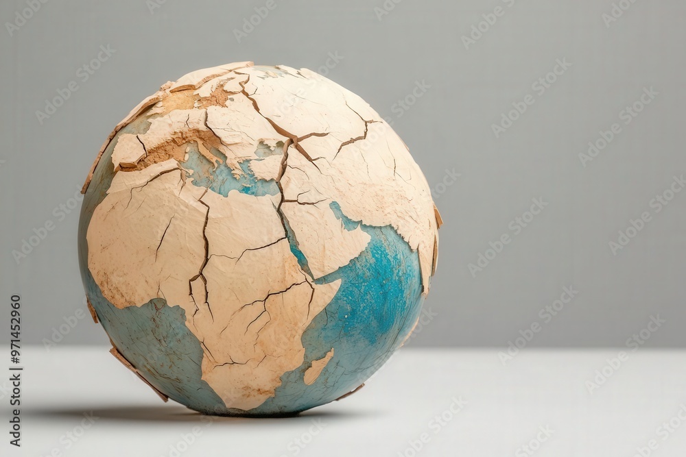 A creative representation of Earth featuring cracked textures, symbolizing environmental concerns and climate change. A creative representation of Earth featuring cracked textures, symbolizing environmental concerns and climate change.