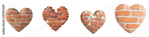 Wallpaper Mural Unique heart shapes made of brick, showcasing various textures and colors, perfect for romantic or creative projects. transparent background Torontodigital.ca