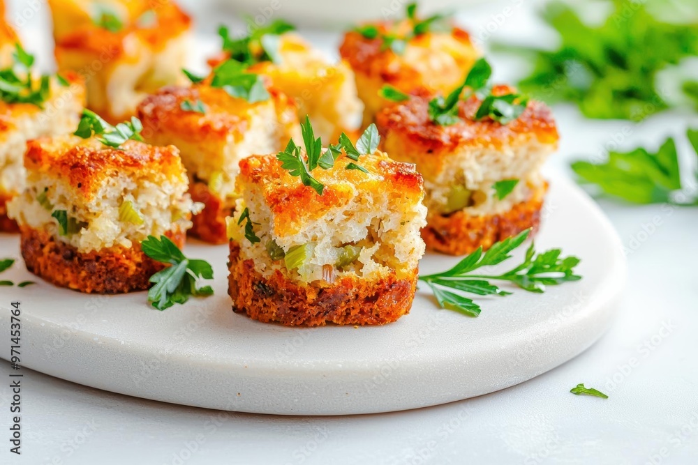 Thanksgiving stuffing appetizers served in bitesized portions A perfect blend of savory flavors and cozy comfort Thanksgiving stuffing appetizers served in bitesized portions A perfect blend of savory flavors and cozy comfort