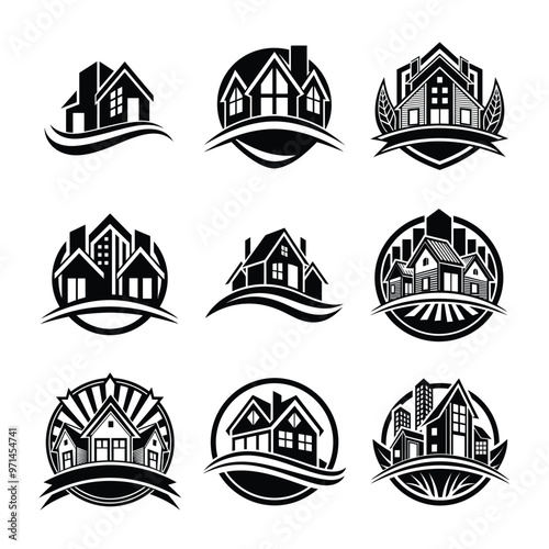 Real estate silhouette logo vector illustration.