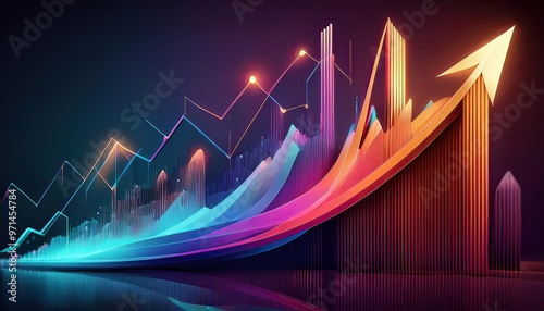 Background of a fintech ascending arrow chart