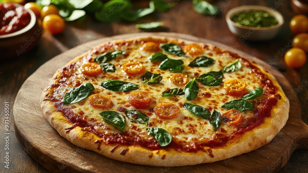 The Delicious Pizza with Spinach The Delicious Pizza with Spinach