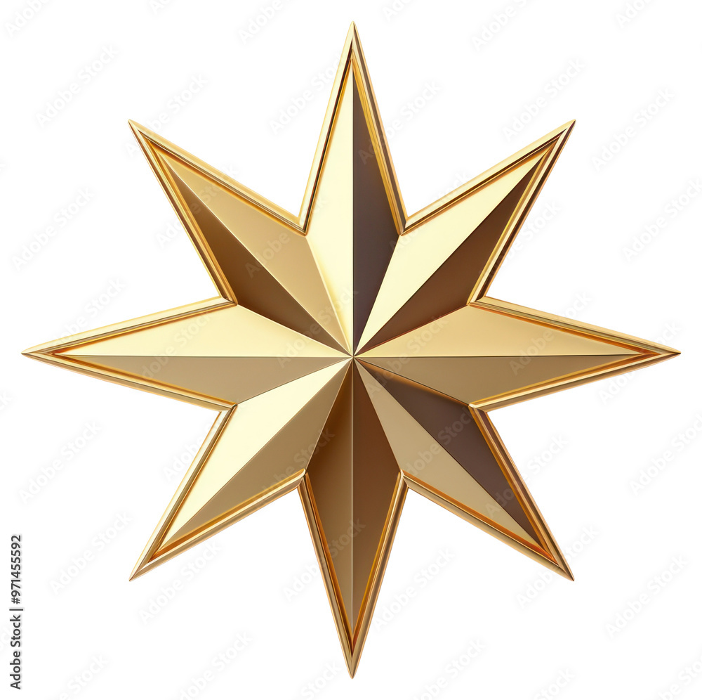 Fototapeta premium PNG 3d golden new year star eight-pointed chandelier starburst.