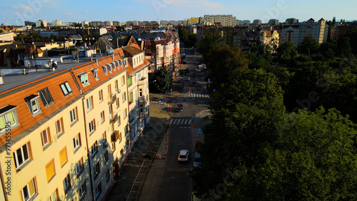 view city from the height of modern wish development architecture Europe Wroclaw Poland