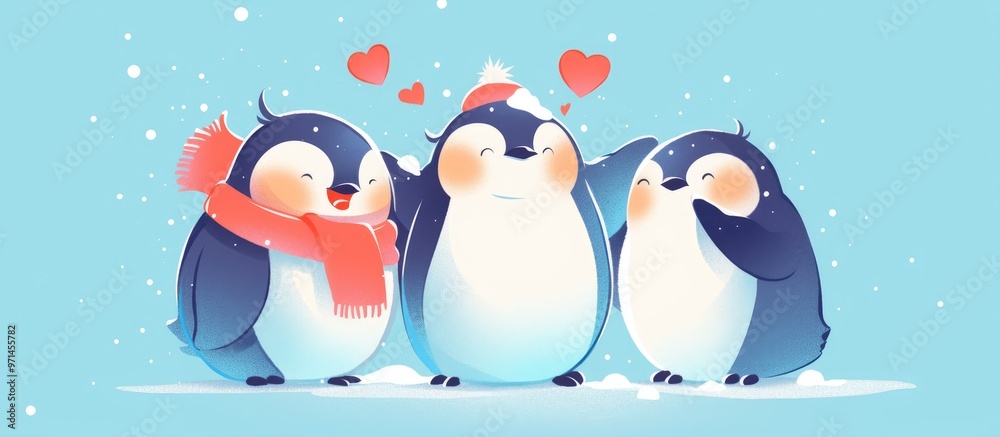 Obraz premium Retro cute penguin illustration designed for various items like t shirts mugs lunch boxes wallpapers wrappers posters and banners Ideal for children s products Vector art