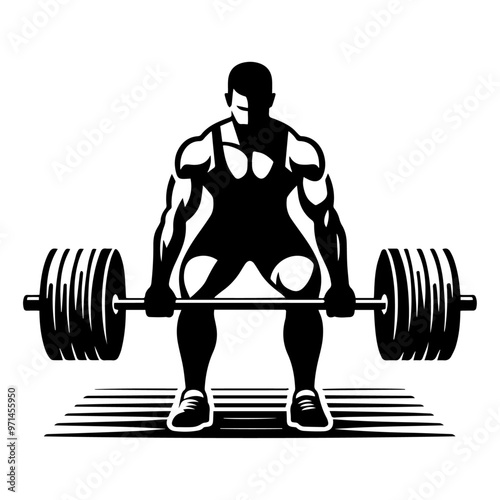 Man deadlift exercise vector icon.