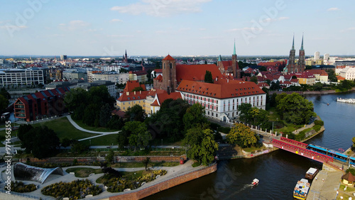 view city from the height of modern wish development architecture Europe Wroclaw Poland