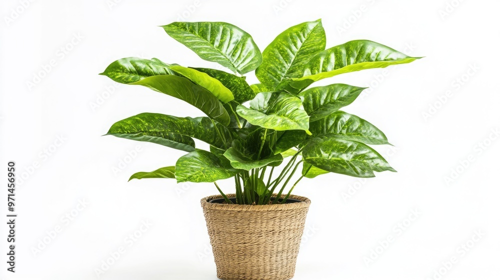Contemporary indoor plant with bright green leaves and unique texture isolated on white Contemporary indoor plant with bright green leaves and unique texture isolated on white
